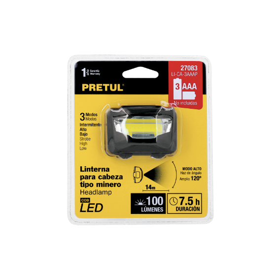 Linterna Ajuste de cabeza 65 Lúmenes 7 Led 3 Pilas
